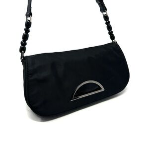 Christian Dior Vintage Black Malice Nylon Bag – Resin Beaded Strap, Galliano Era